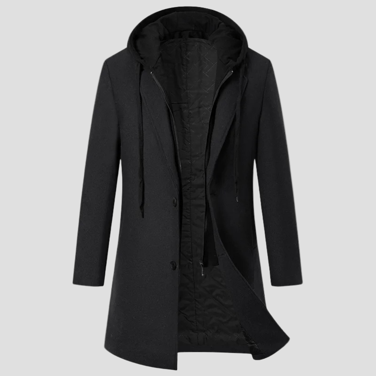 Archer | Hooded Wool Overcoat with Quilted Lining