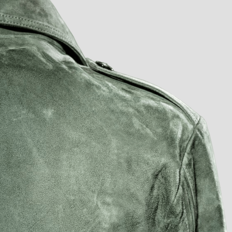 Hudson | Retro Lapel Zipper Breast Pocket Suede Jacket