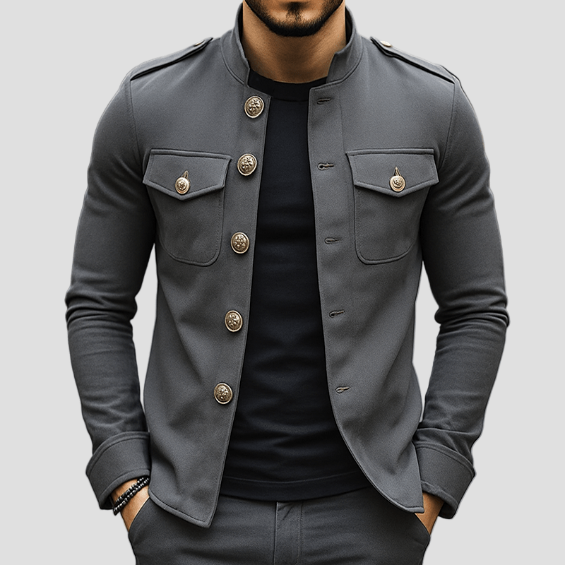 Colton | Vintage Casual Solid Stand Collar Button Jacket
