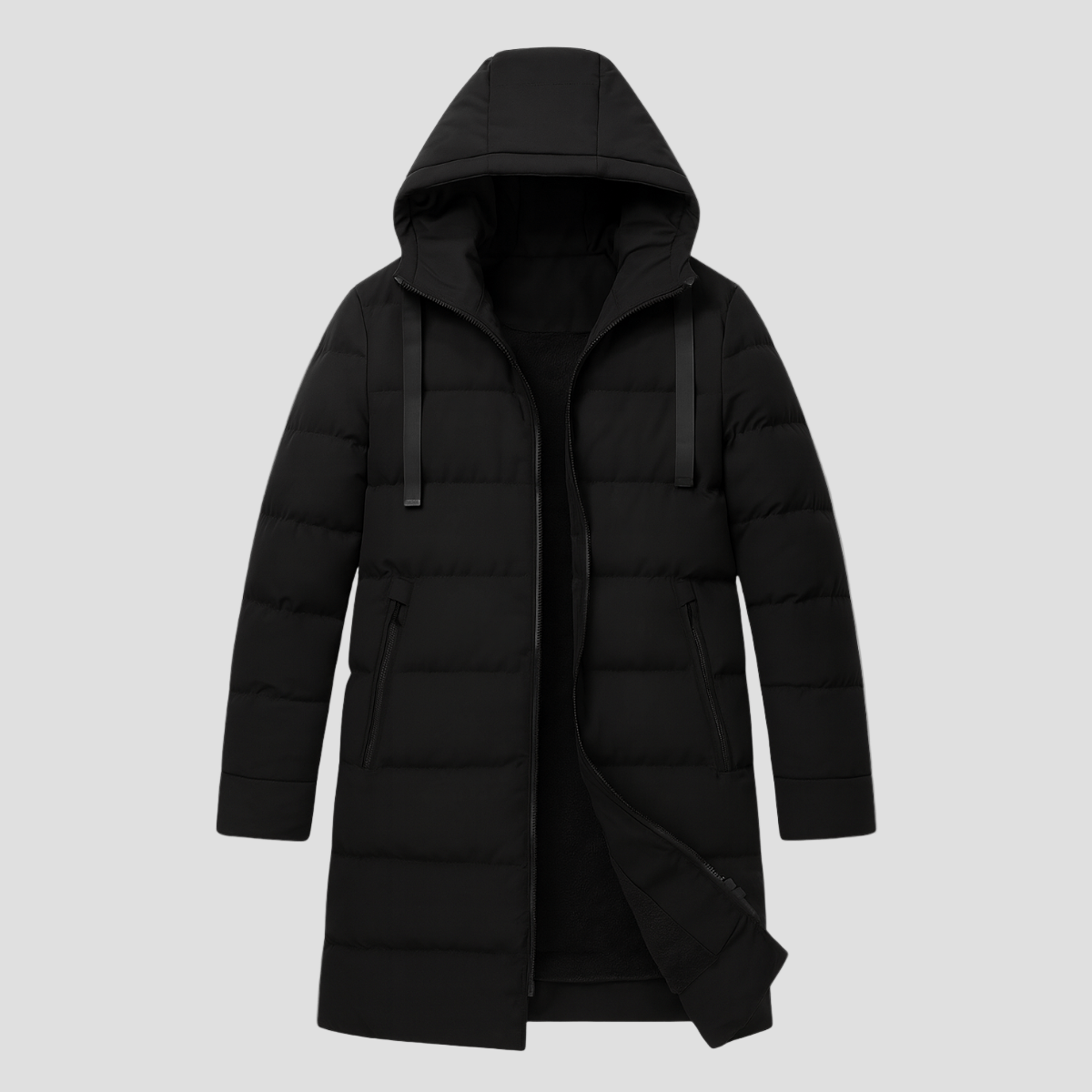 Bexley | Stylish Longline Black Puffer Coat for Men