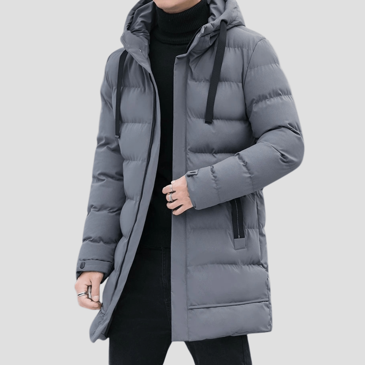 Bexley | Stylish Longline Black Puffer Coat for Men