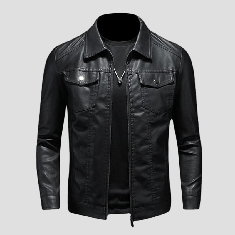 Dylan | Lapel Leather Biker Jacket