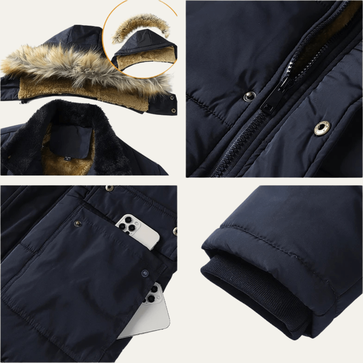 Cremont | Warm Hooded Parka Jacket with Fur Collar