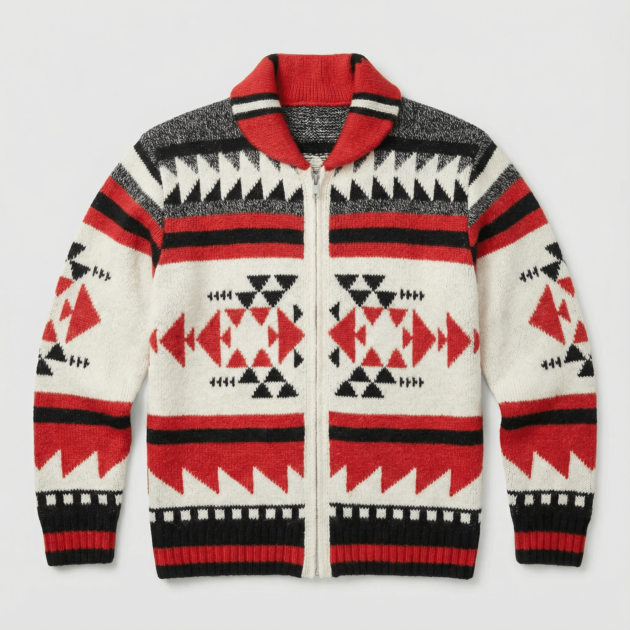 Dominic | Geometric Zip Knit Cardigan