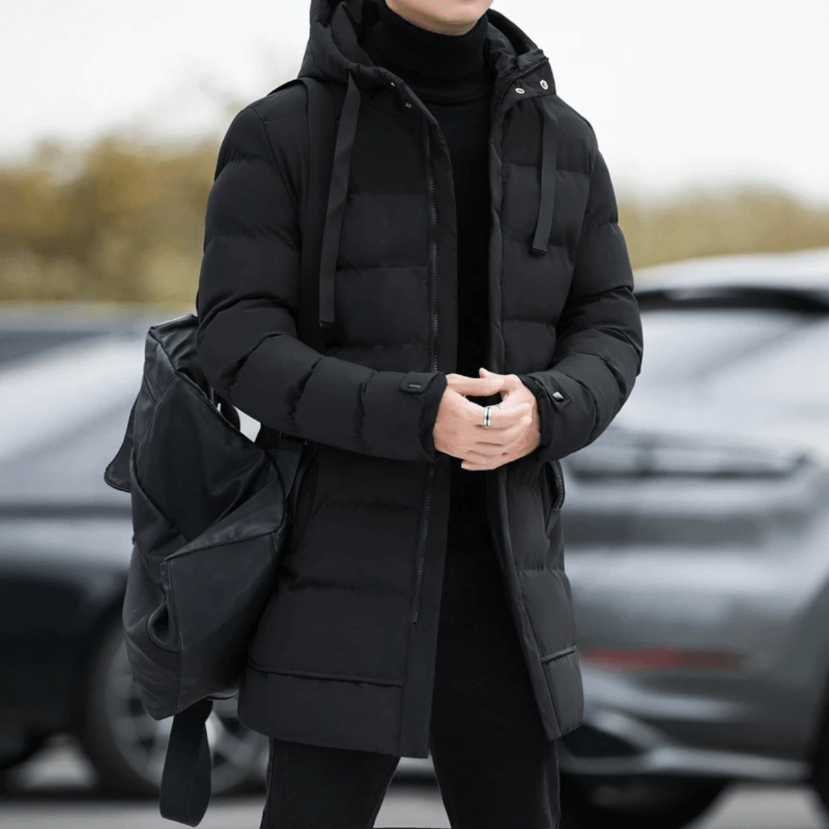 Bexley | Stylish Longline Black Puffer Coat for Men