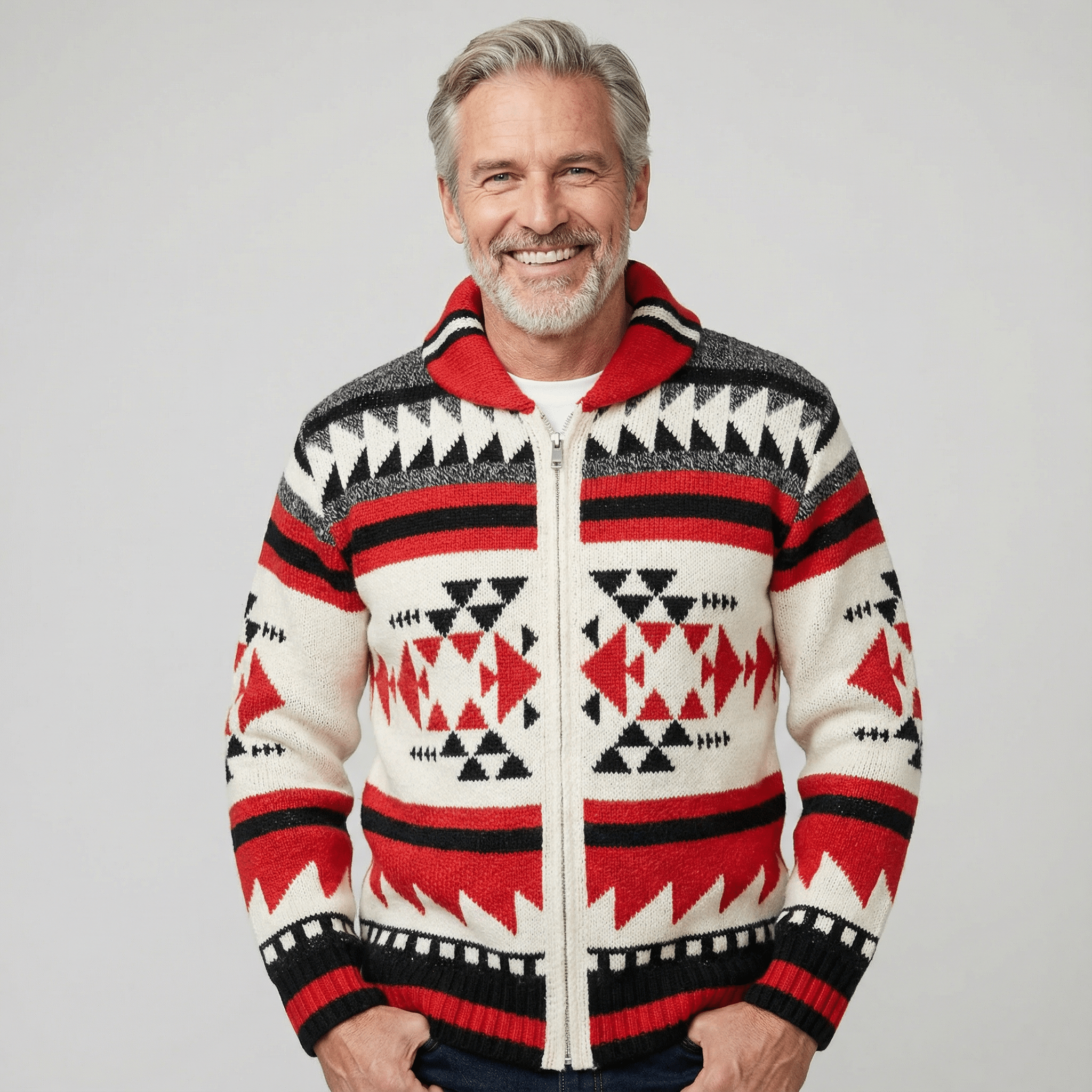 Dominic | Geometric Zip Knit Cardigan