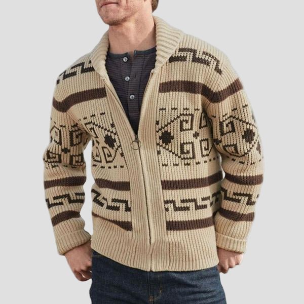 Maxwell | Geometric Lapel Sweater Knit Cardigan